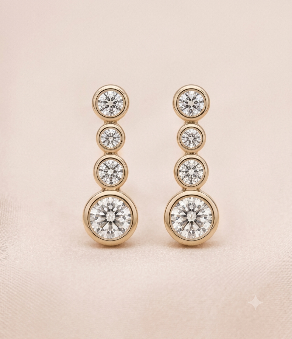 Pair of gold cluster stud earrings with diamonds